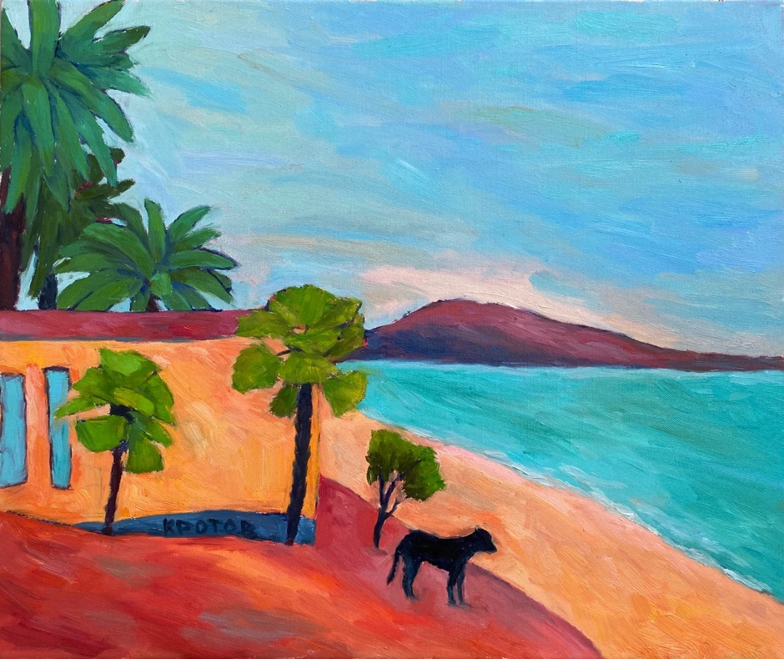A dog on the beach