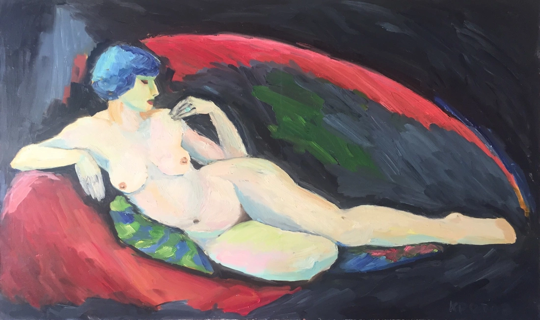 Naked on a dark background