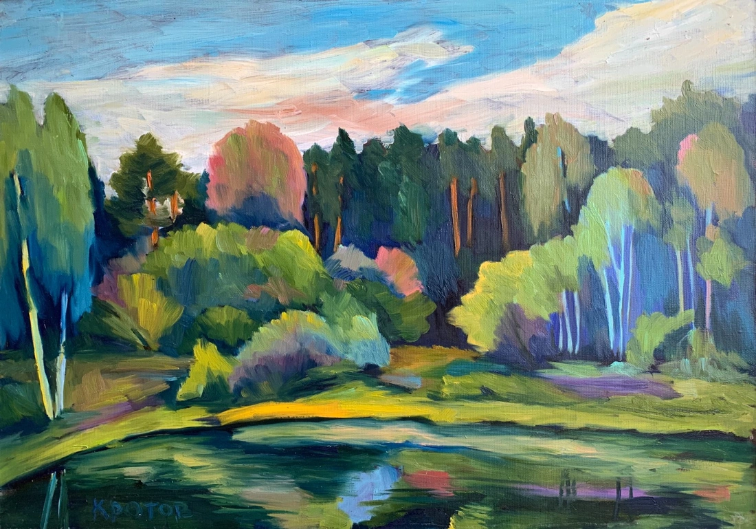 Landscape with a forest lake