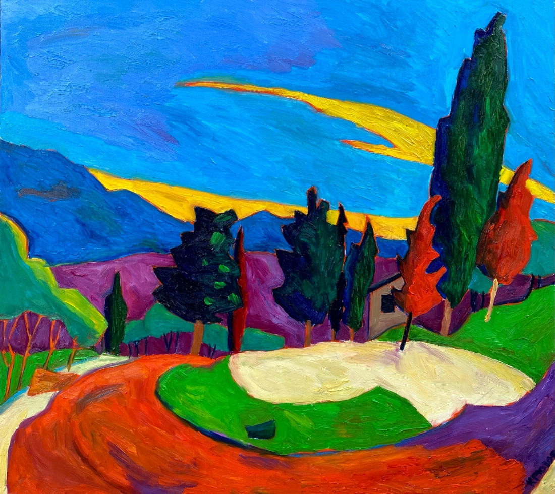 The road leading down from the mountain