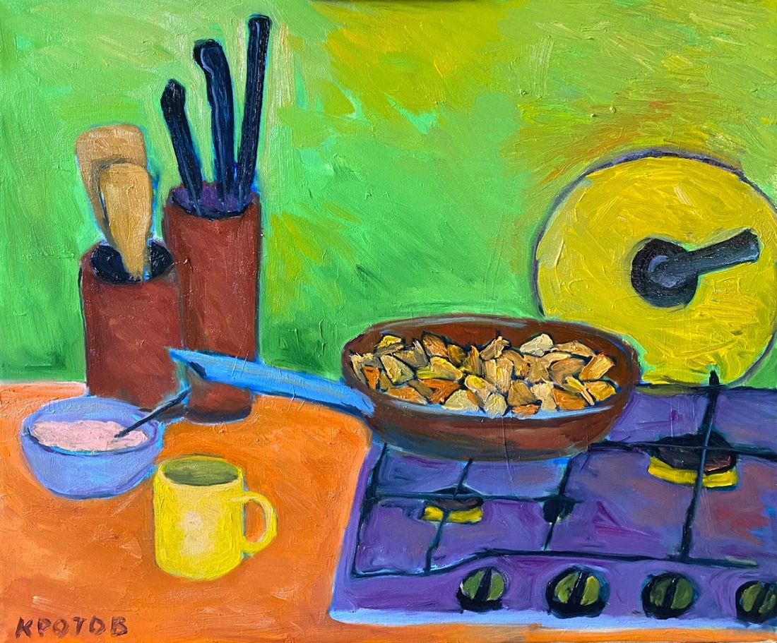 Still life with fried potatoes